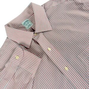 Brooks‎ Brothers Shirt Mens 16.5-32 Red Stripe Long Sleeve Button Down Slim Fit